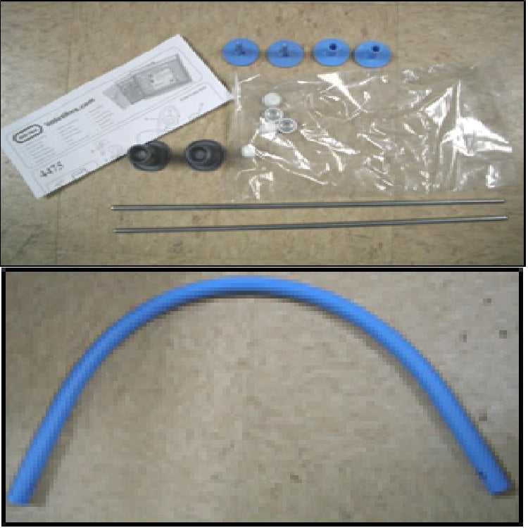 Hardware Pack: Handle. 2 Inside and 2 Outside Handle Fasteners. Small Capnut Tool. 2 Axles. 5 White Capnuts 1/4 in. and Instructions